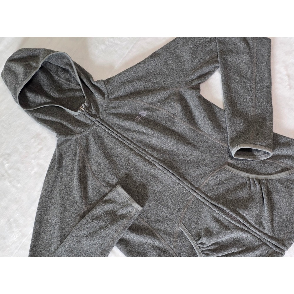 The North Face Womens Gray Heather Full Zip Fleece Hoodie Jacket Size Medium